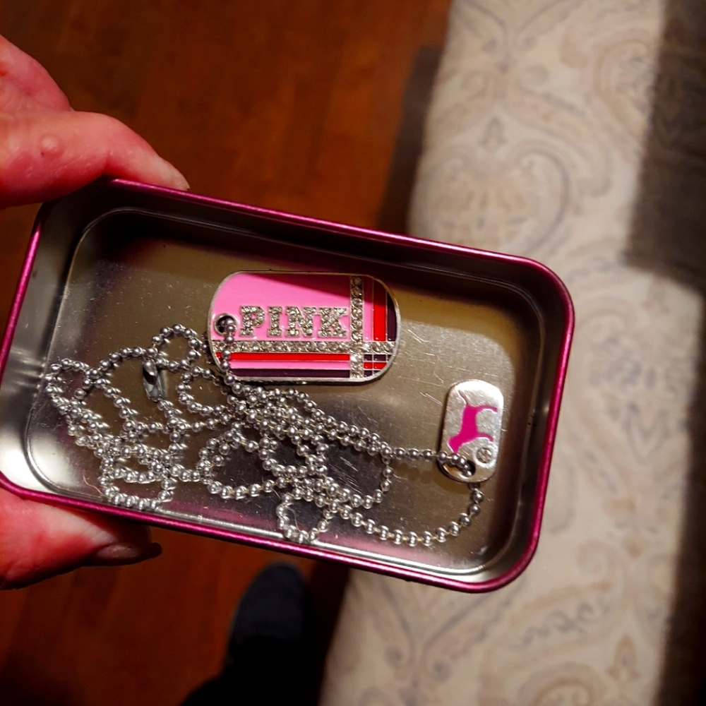 Vintage pink dog tags